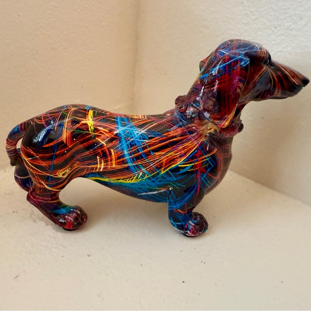 Colorful Abstract Dog Figurine